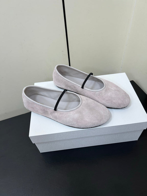 Scarpetta da ballo elastica in pelle scamosciata di mucca viola chiaro 340038