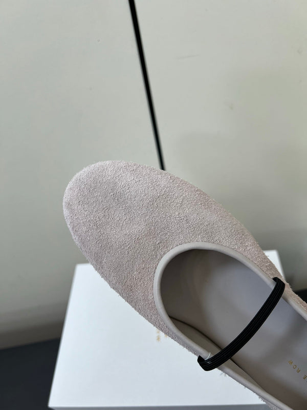 Scarpetta da ballo elastica in pelle scamosciata di mucca viola chiaro 340038