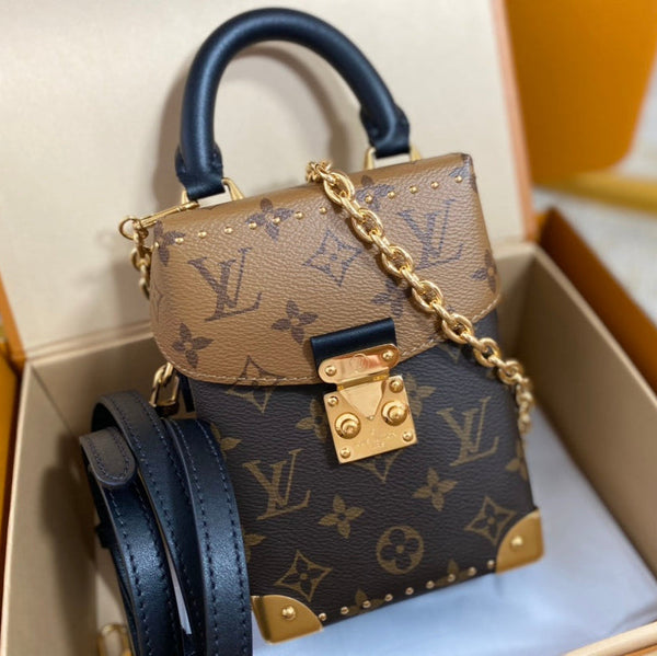 BORSA PER FOTOCAMERA 17 IN TELA MONOGRAMMA MARRONE E MONOGRAMMA RETRO