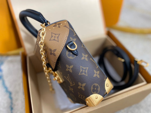 BORSA PER FOTOCAMERA 17 IN TELA MONOGRAMMA MARRONE E MONOGRAMMA RETRO