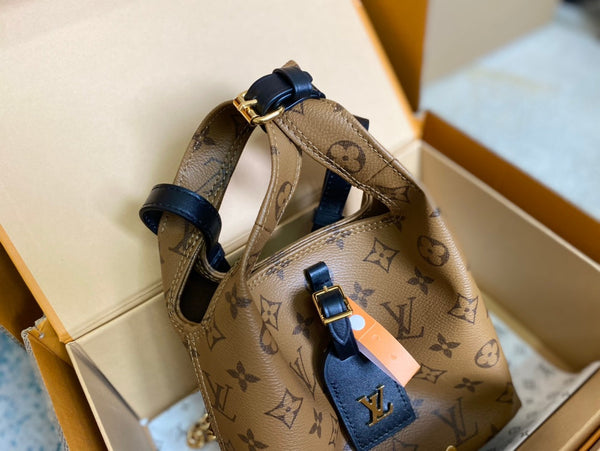 ATLANTIS BB 17 IN TELA RETRO CON MONOGRAMMA MARRONE