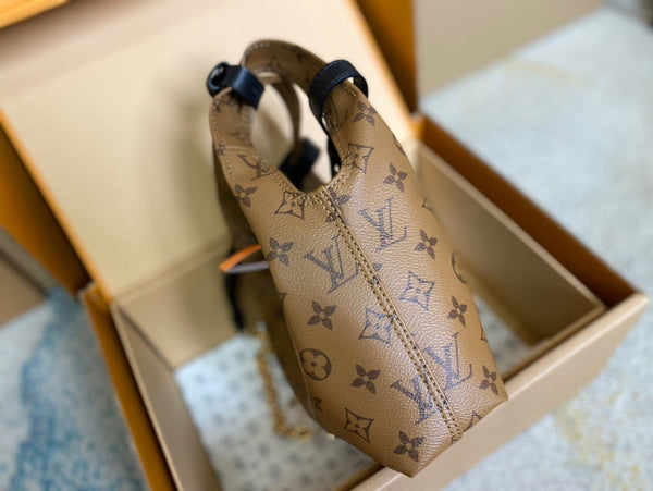 ATLANTIS BB 17 IN TELA RETRO CON MONOGRAMMA MARRONE