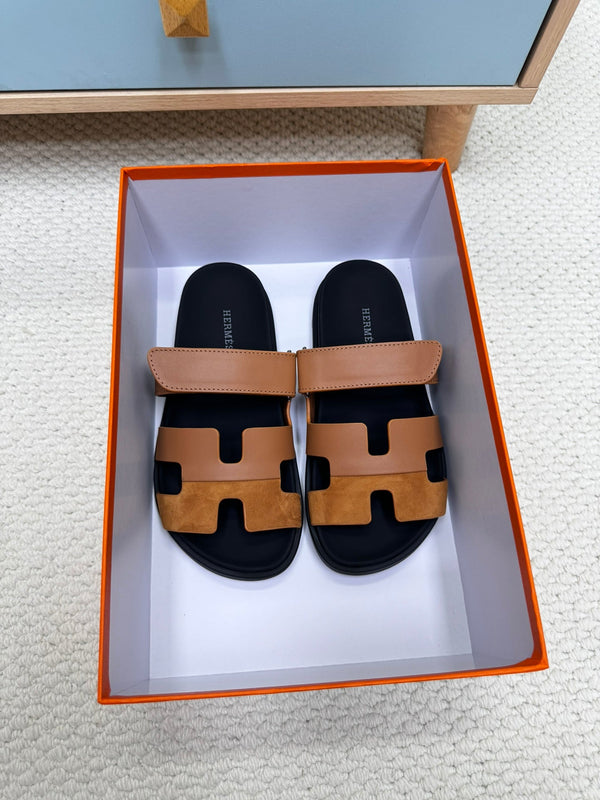 HM Chypre Sandal In Brown Mix Black Cowhide And Suede 968870