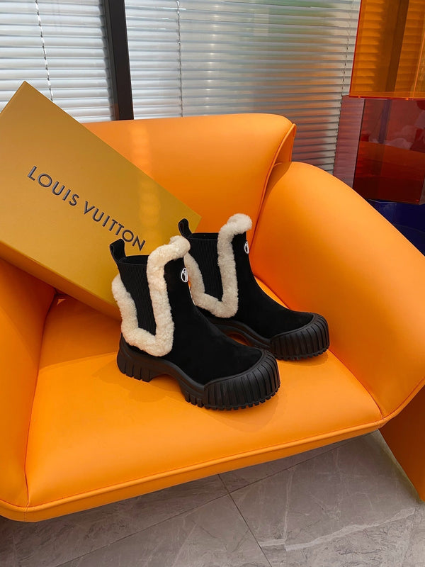 LV Ruby Flat Ankle Boot 55mm Black Suede