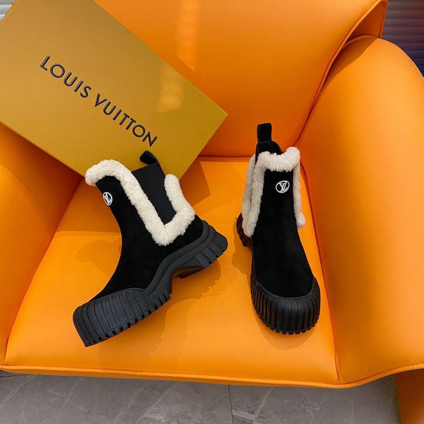 LV Ruby Flat Ankle Boot 55mm Black Suede