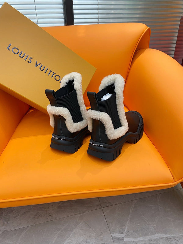 LV Ruby Flat Ankle Boot 55mm Black Cowhide