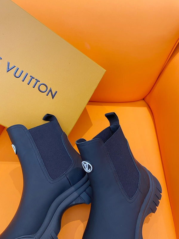 Stivaletto alla caviglia LV Ruby Flat in pelle di vitello nera