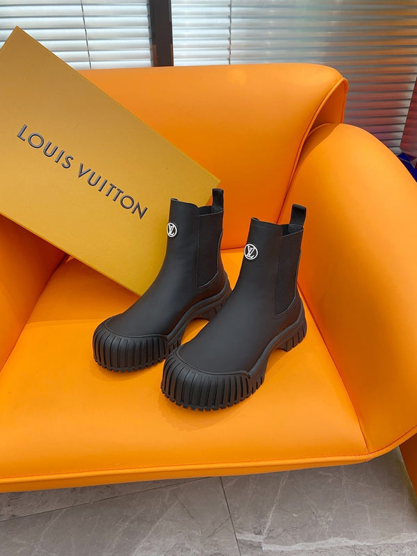 Stivaletto alla caviglia LV Ruby Flat in pelle di vitello nera