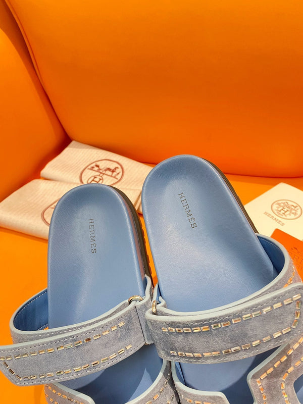 chypre sandal crystal blue suede calfskin