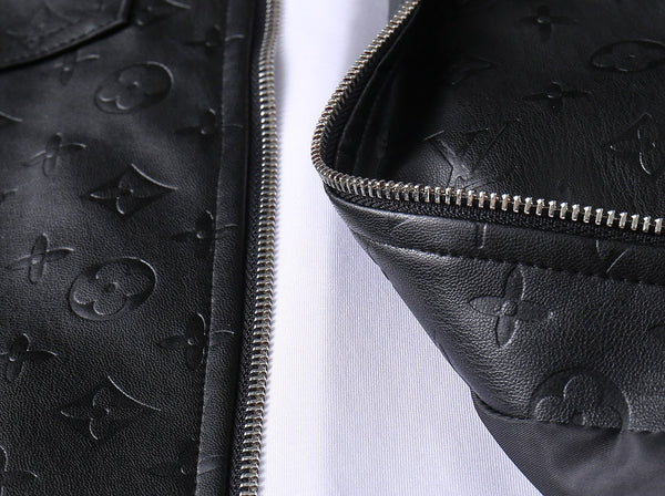 GIACCA CAMICIA LV IN PELLE DI VITELLO CON MONOGRAMMA NERO IN RILIEVO 238993