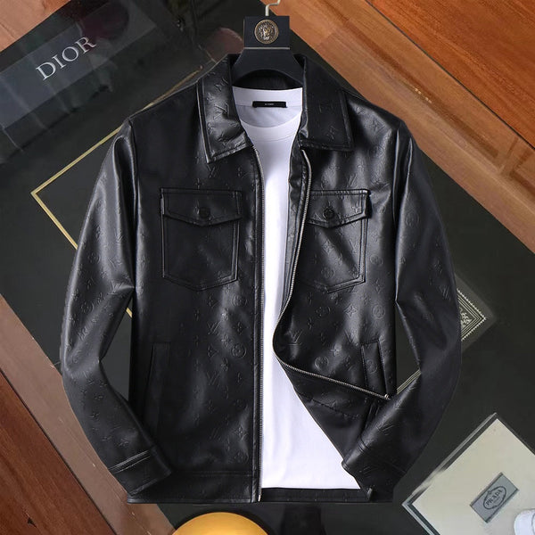 GIACCA CAMICIA LV IN PELLE DI VITELLO CON MONOGRAMMA NERO IN RILIEVO 238993