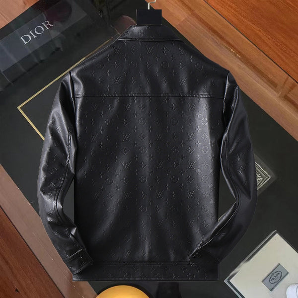 GIACCA CAMICIA LV IN PELLE DI VITELLO CON MONOGRAMMA NERO IN RILIEVO 238993