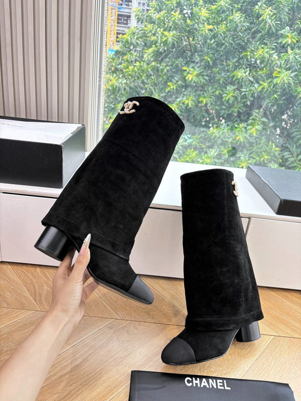 CC 25 High Boot Black Suede Grosgrain 430341