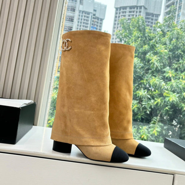 CC 25 High Boot Beige Suede Grosgrain 430340