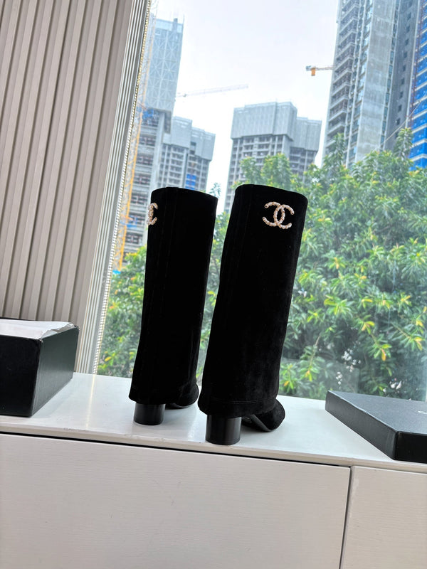 CC 25 High Boot Black Suede Grosgrain 430341