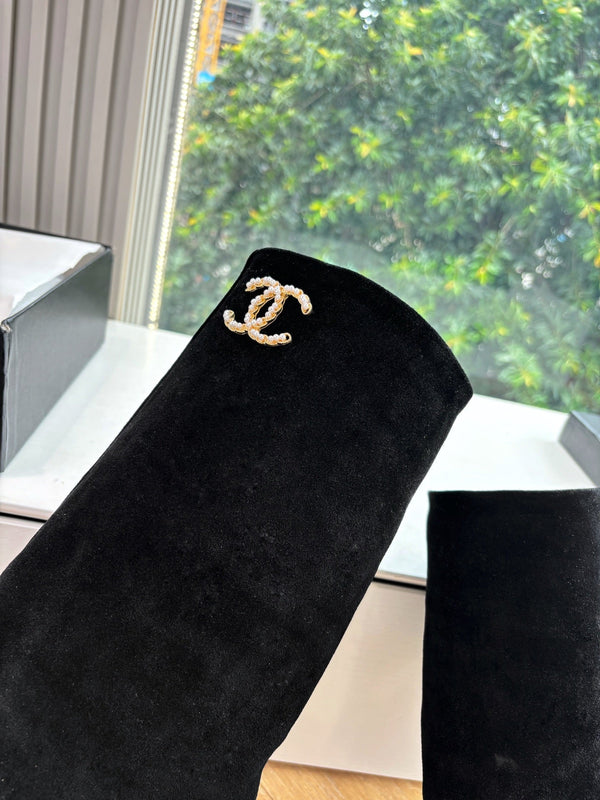 CC 25 High Boot Black Suede Grosgrain 430341