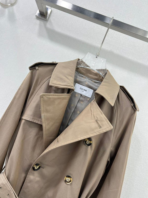 Celine 25 Trench Coat Khaki Wool 299519