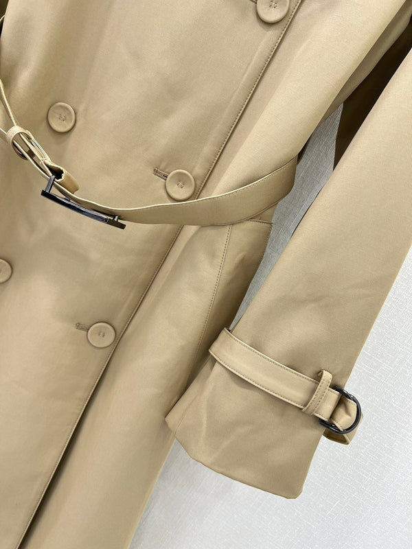 Fendi 25 Lace-up Trench Coat Beige Cotton