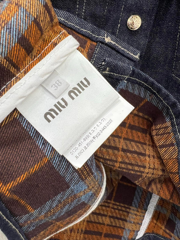Miu Miu 25 Classic Plaid Pocket Denim Short Jacket