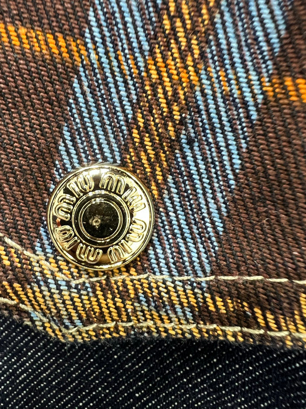 Miu Miu 25 Classic Plaid Pocket Denim Short Jacket