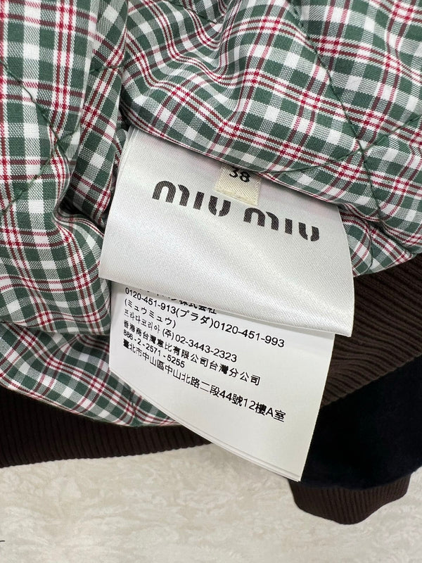 Miu Miu 25 Jacket Navy Blue Mix Brown Wool 302815