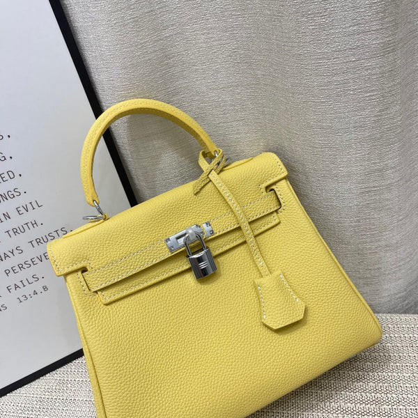 HM Kelly 25cm Lime Togo Leather Silver Hardware