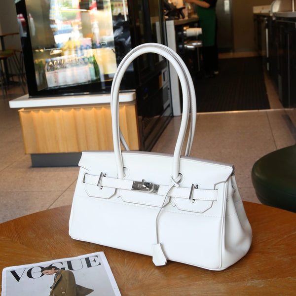 HM Shoulder Birkin 40cm White Clemence Leather Silver Hardware