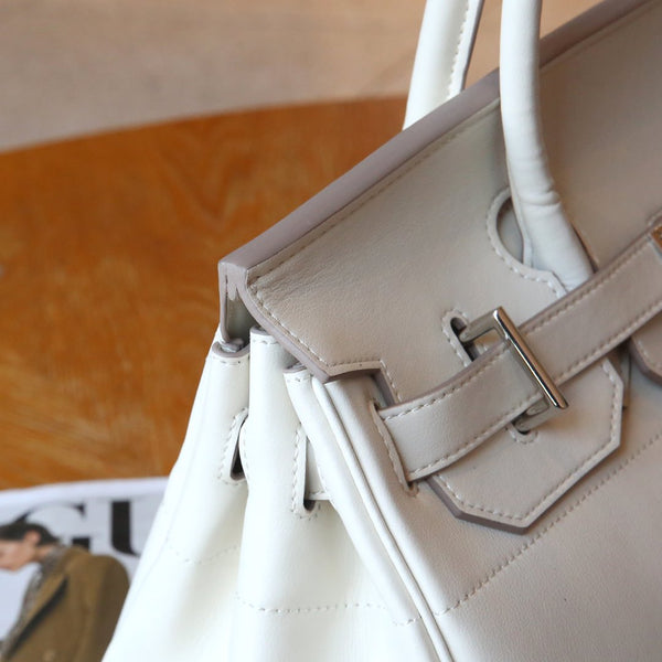 HM Shoulder Birkin 40cm White Clemence Leather Silver Hardware