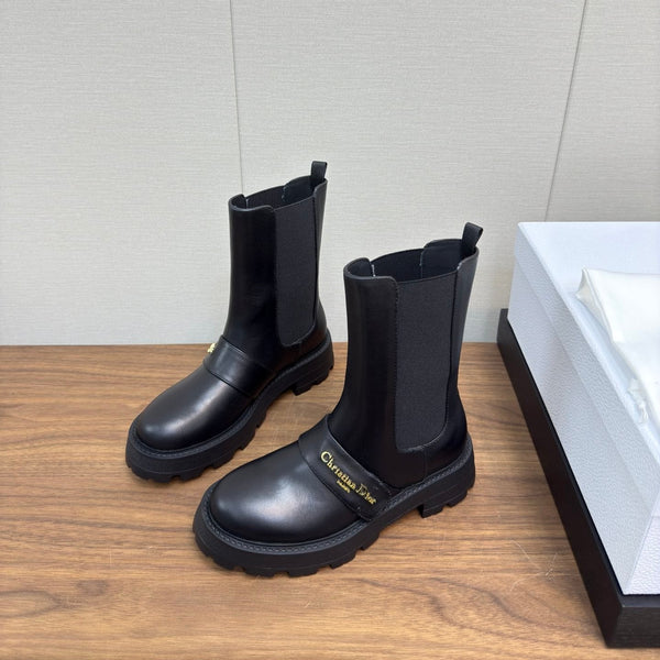 CD D-Quest Ankle Boot 40mm In Plain Black Calfskin 112933