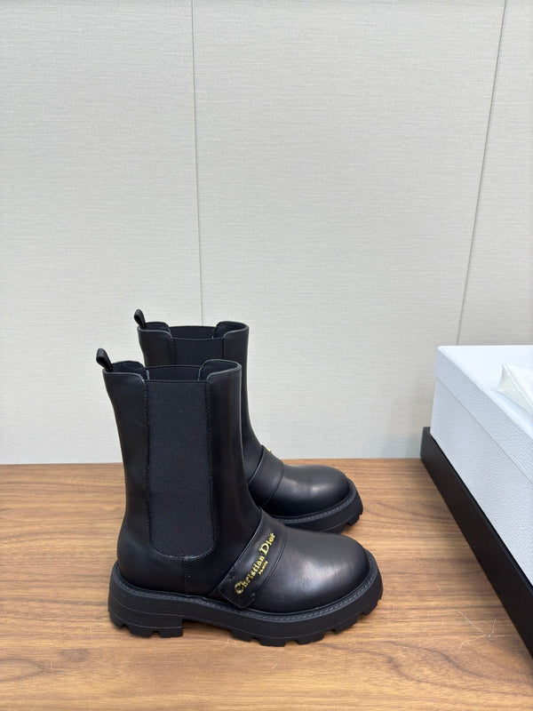 CD D-Quest Ankle Boot 40mm In Plain Black Calfskin 112933