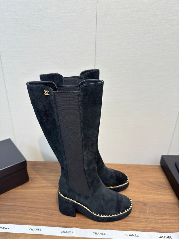 Chanel High Boot Black Suede 465607