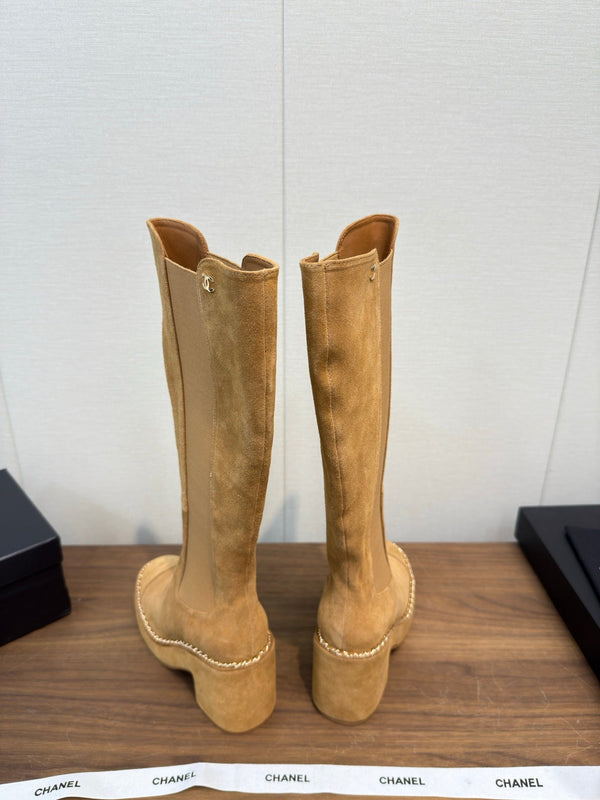 Chanel High Boot Camel Suede 465608