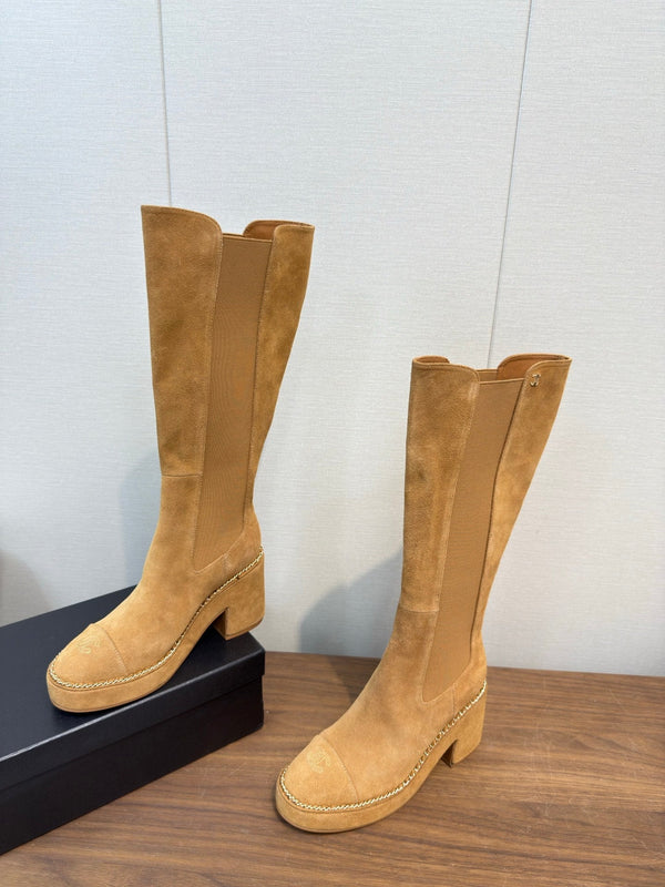Chanel High Boot Camel Suede 465608