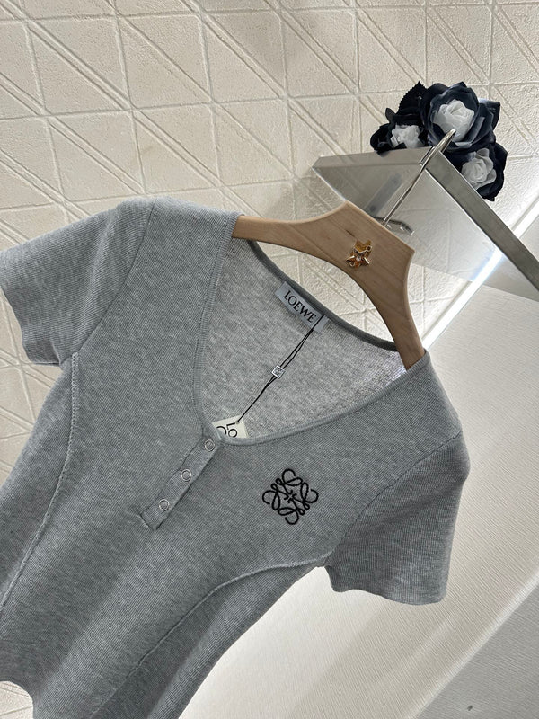 Loewe 25 T-Shirt V-Neck Grey Cotton