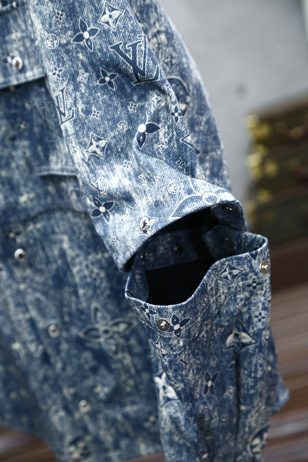 LV HOODED JACKET IN BLUE MONOGRAM WASHED DENIM 238944