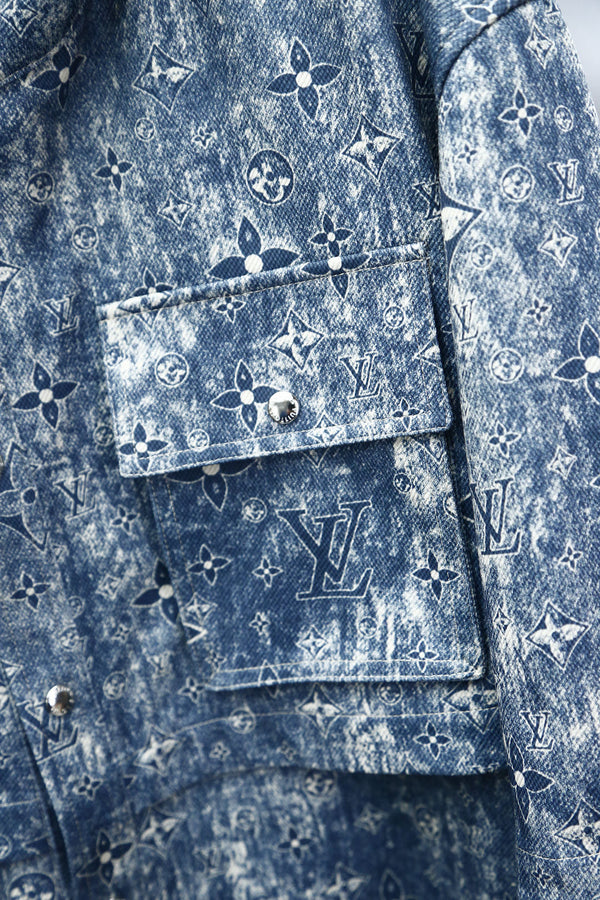 LV HOODED JACKET IN BLUE MONOGRAM WASHED DENIM 238944