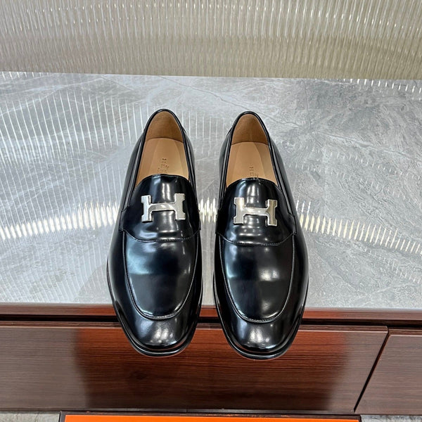 HM H-BUCKLE LOAFER GLOSSY BLACK CALFSKIN