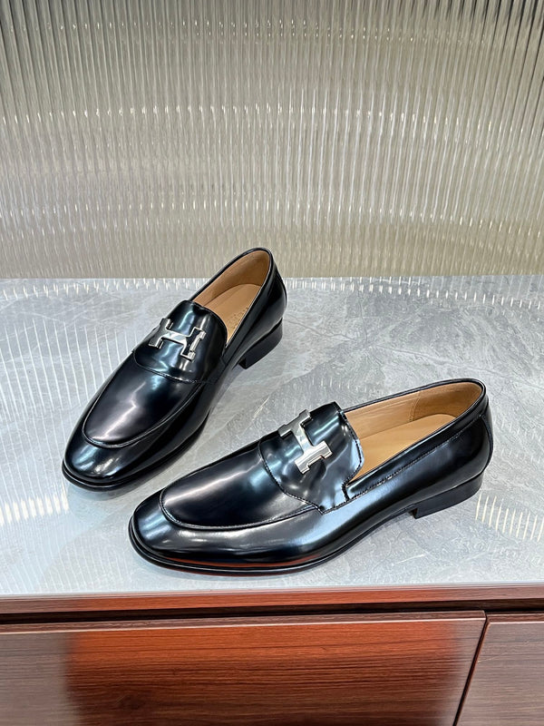 HM H-BUCKLE LOAFER GLOSSY BLACK CALFSKIN