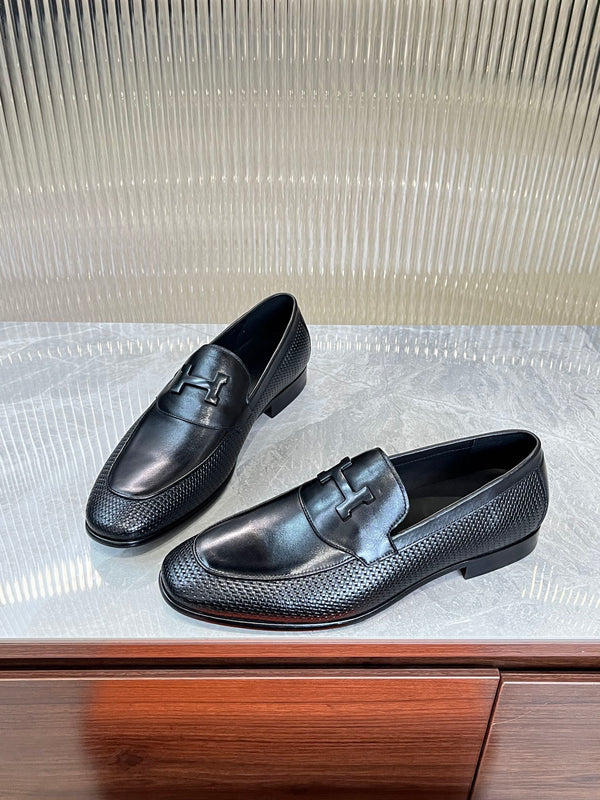 HM BLACK H-BUCKLE LOAFER BLACK CALFSKIN