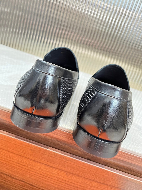 HM BLACK H-BUCKLE LOAFER BLACK CALFSKIN