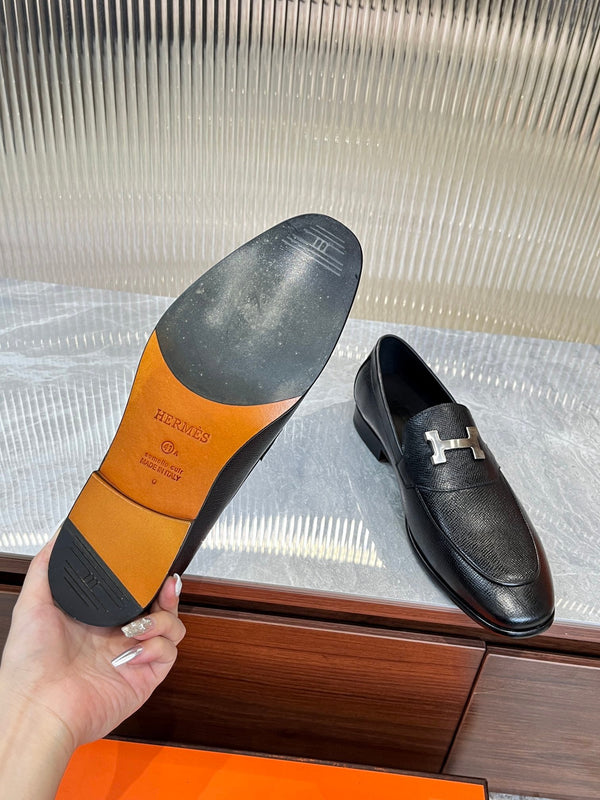 HM H-BUCKLE LOAFER BLACK CALFSKIN