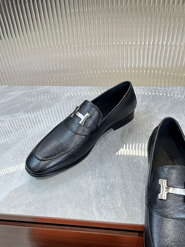 HM H-BUCKLE LOAFER BLACK CALFSKIN