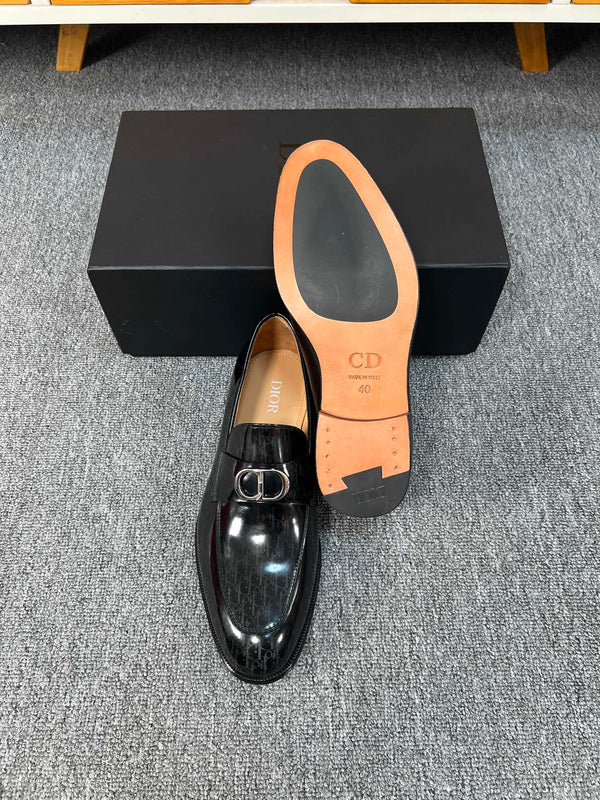 CD SYMBOL GRANVILLE LOAFER  GLOSSY BLACK MONOGRAM LAMBSKIN