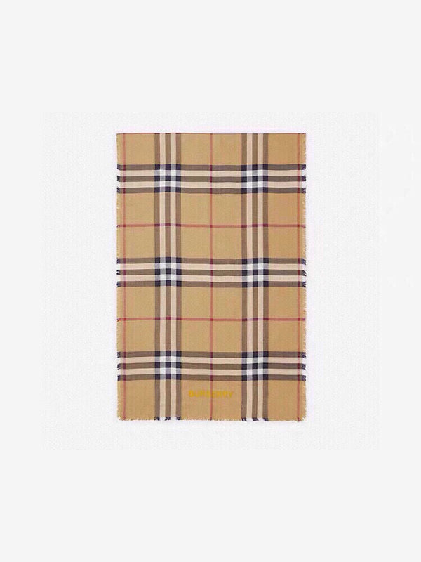 SCARF 200 CM IN CAMEL BEIGE MIX BLACK CASHMERE AND SILK 410306