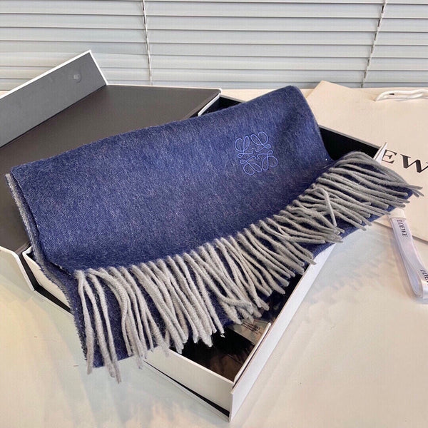 SCIARPA 190 CM IN LANA D'AGNELLO BLU INDACO 413841