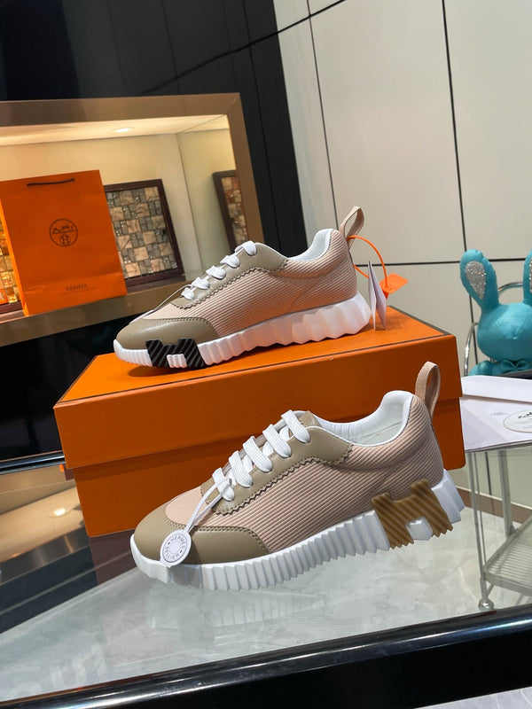 HM Bouncing Sneakers Khaki Mesh and Sport Goatskin 531343