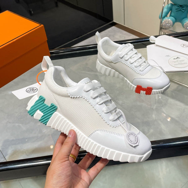 HM Bouncing Sneakers White Mesh and Sport Goatskin 531348