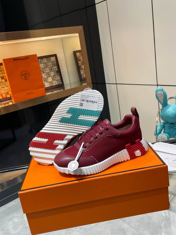 HM Bouncing Sneakers Burgundy Mesh and Sport Goatskin 531349
