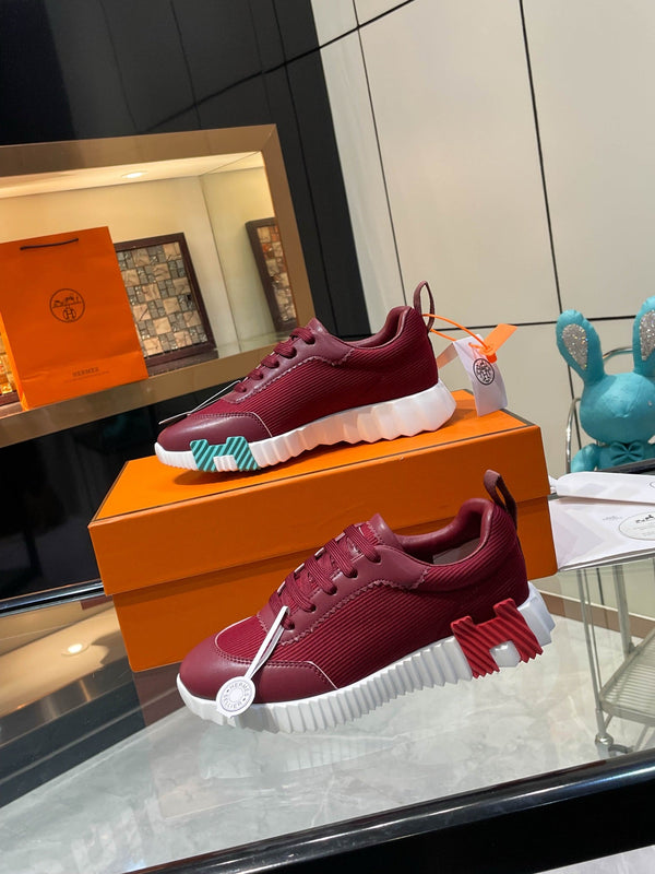 HM Bouncing Sneakers Burgundy Mesh and Sport Goatskin 531349