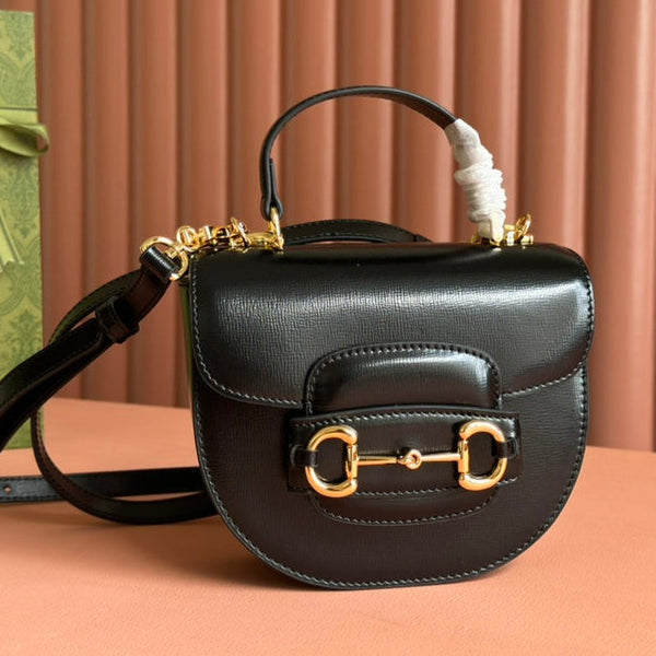 Borsa Gucci Horsebit in pelle nera 239811
